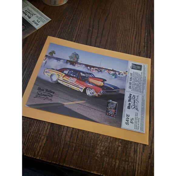 Vintage Wally Bell Racing Card w/ Coupons 8x12 Liquid Glass Chevelle - Picture 1 of 2